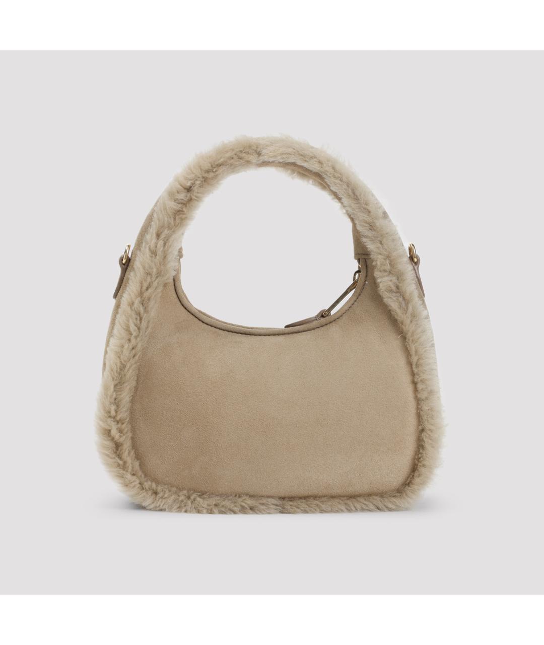 MIU MIU Бежевая кожаная сумка с короткими ручками, фото 4