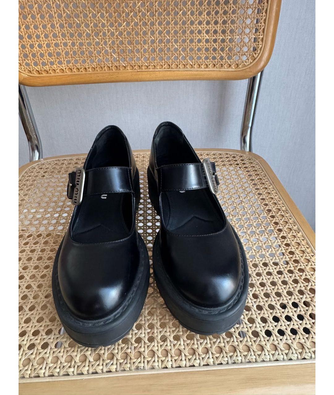 MIU MIU Черные кожаные ботинки, фото 2