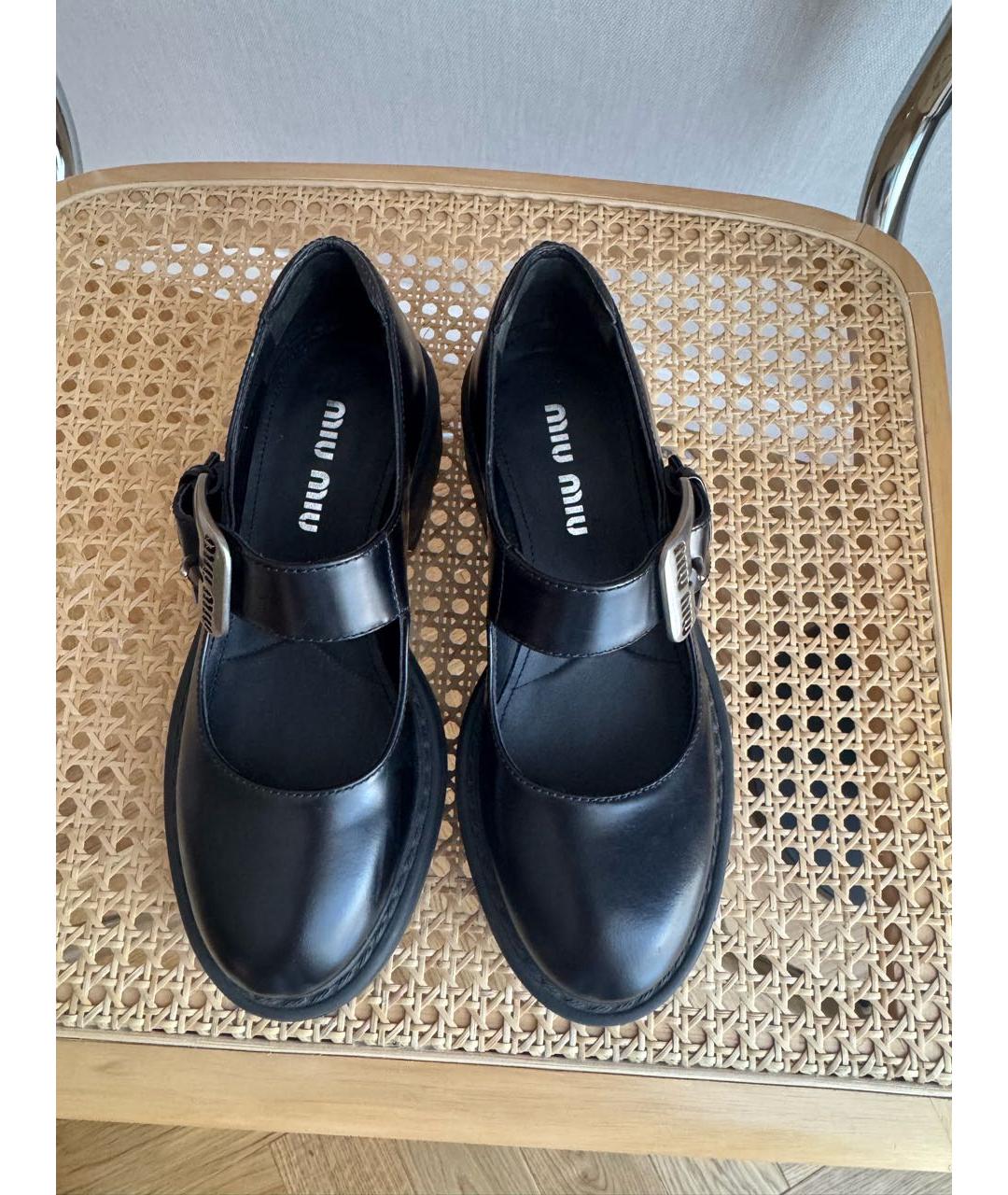 MIU MIU Черные кожаные ботинки, фото 3