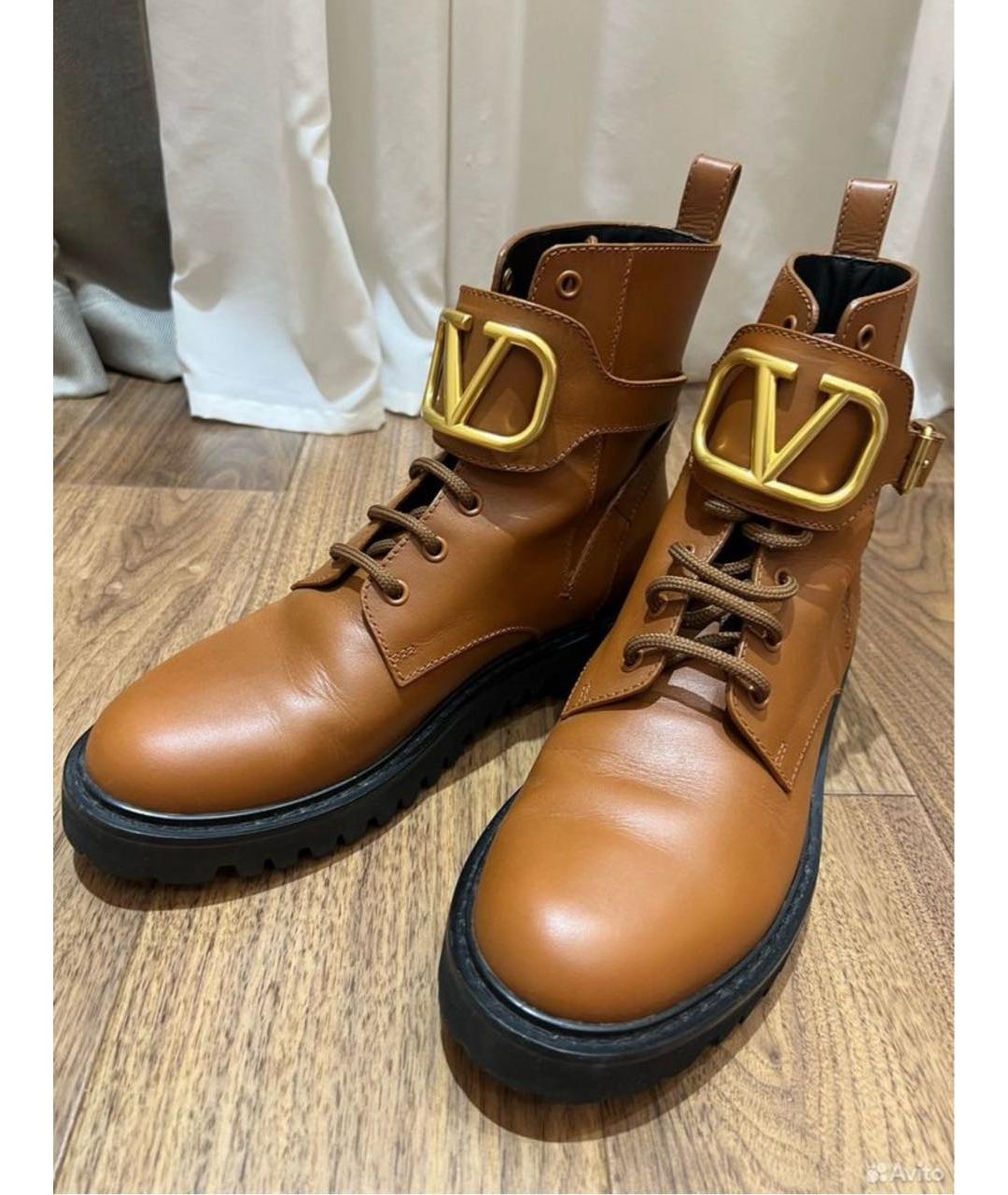 VALENTINO Коричневые кожаные ботинки, фото 9