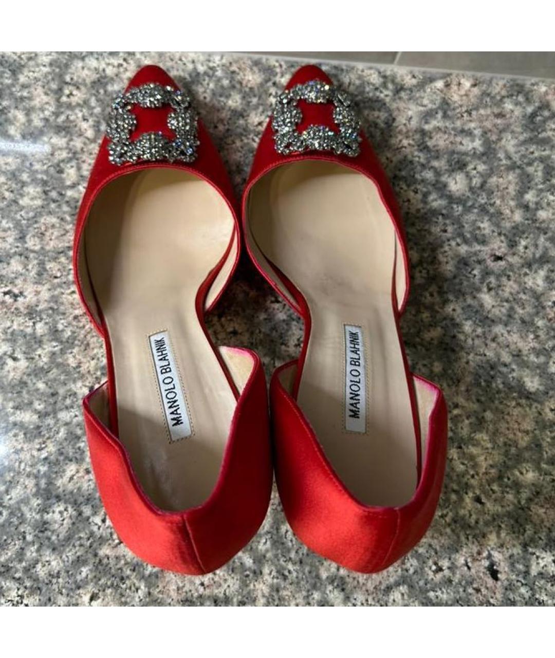 MANOLO BLAHNIK Красные текстильные туфли, фото 3