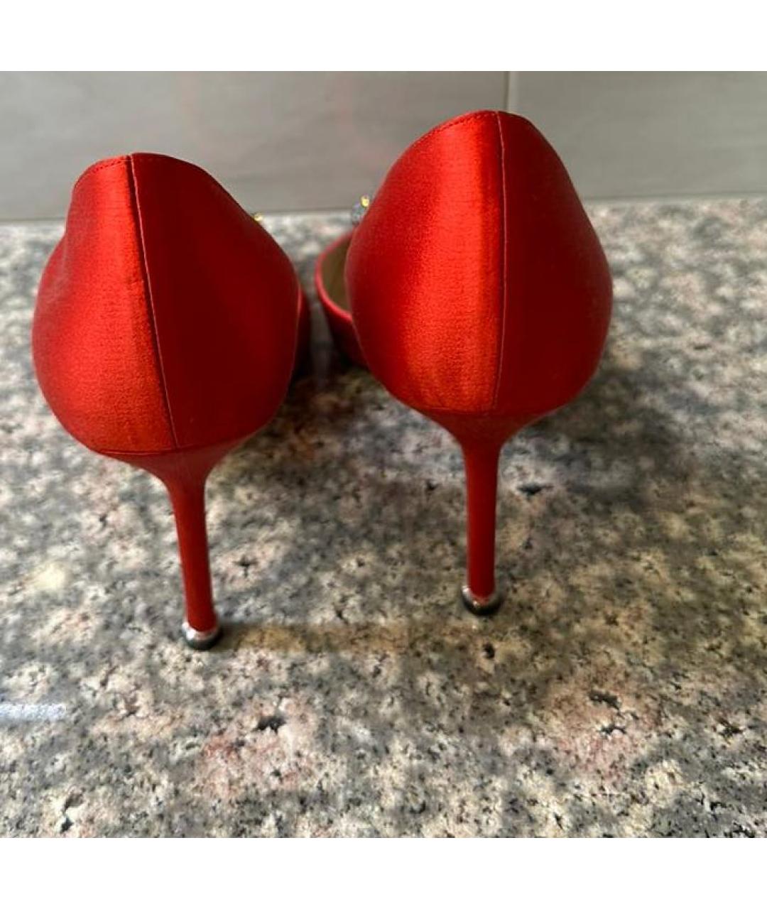 MANOLO BLAHNIK Красные текстильные туфли, фото 4