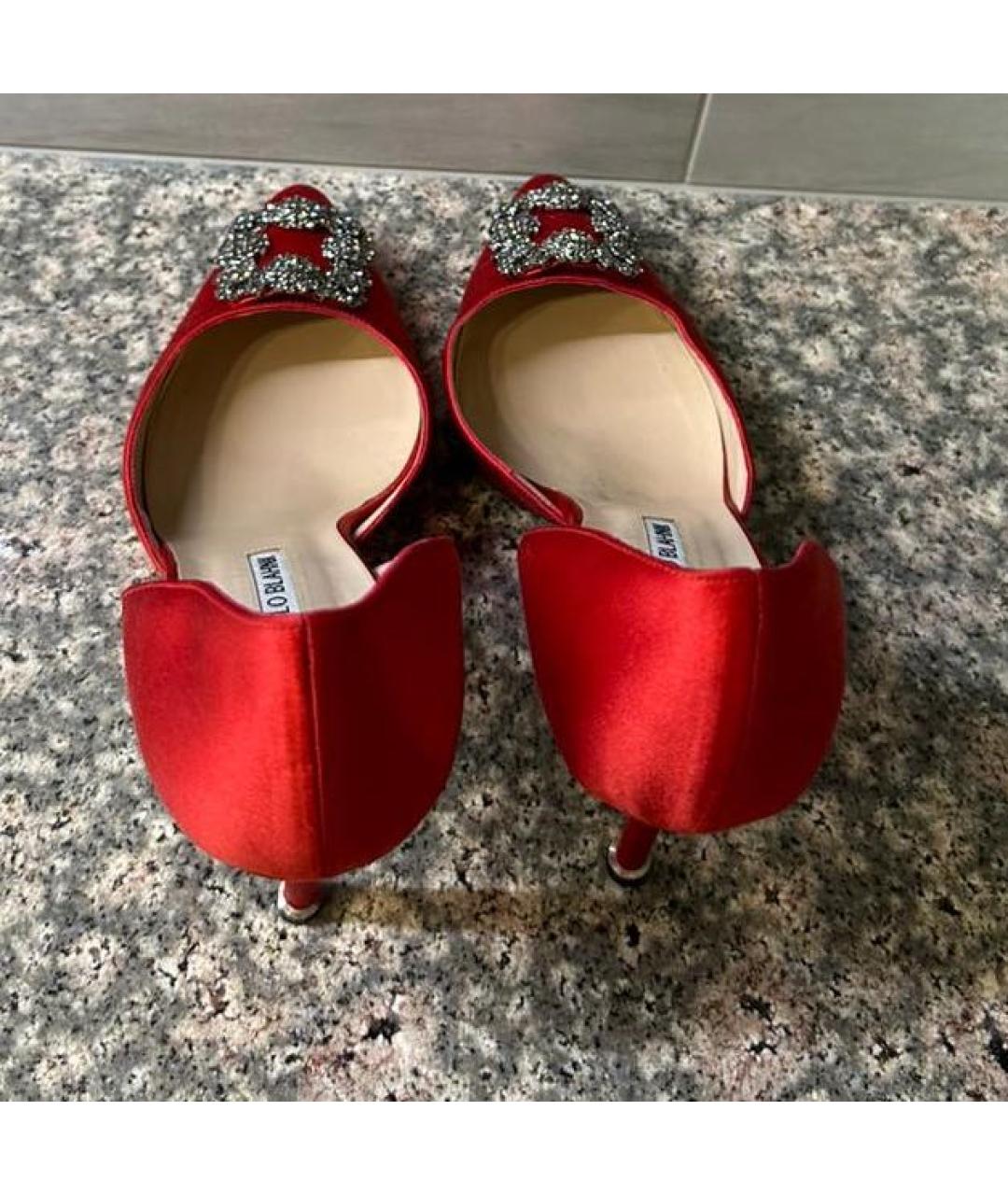 MANOLO BLAHNIK Красные текстильные туфли, фото 2
