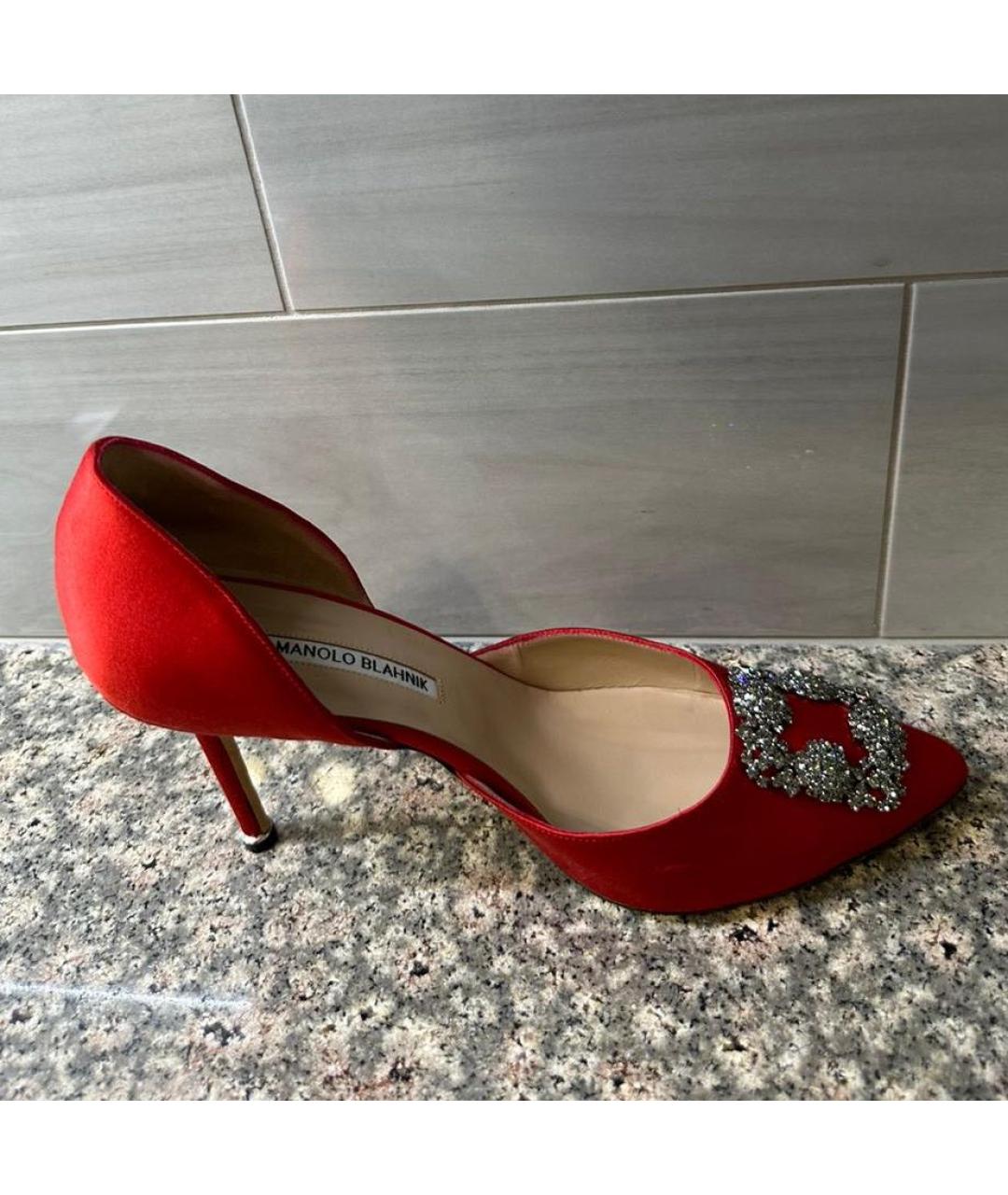 MANOLO BLAHNIK Красные текстильные туфли, фото 5