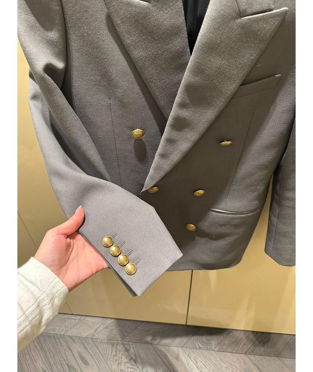 SAINT LAURENT Антрацитовый шерстяной жакет/пиджак, фото 2