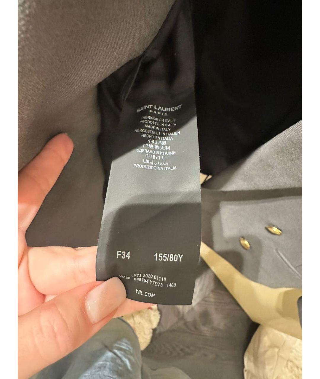 SAINT LAURENT Антрацитовый шерстяной жакет/пиджак, фото 3