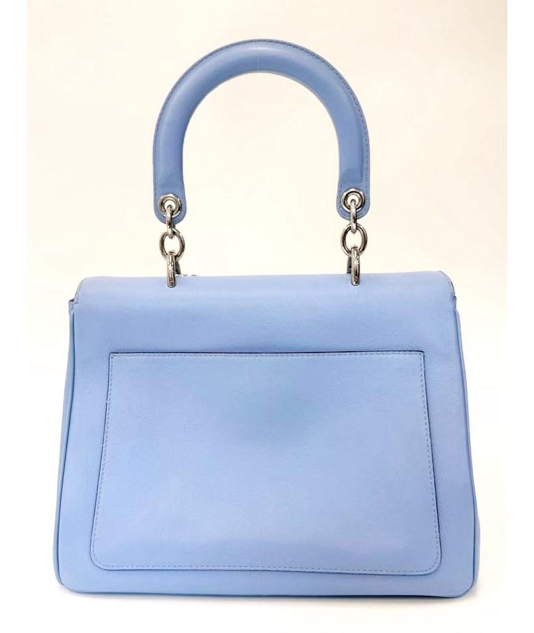 CHRISTIAN DIOR Голубая кожаная сумка с короткими ручками, фото 4