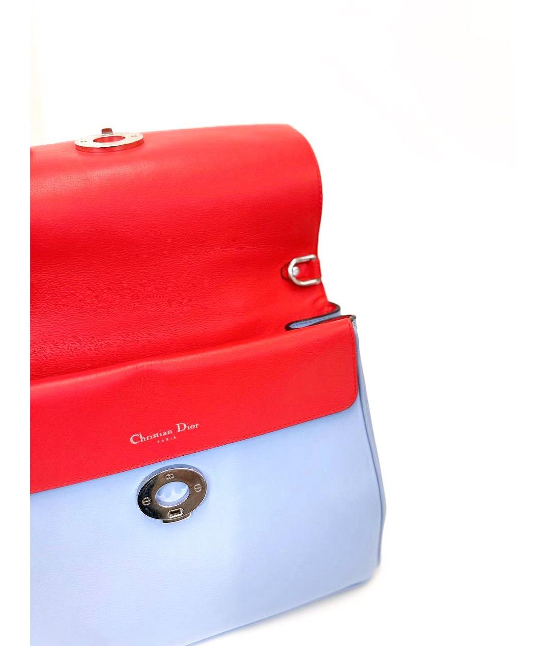 CHRISTIAN DIOR Голубая кожаная сумка с короткими ручками, фото 5
