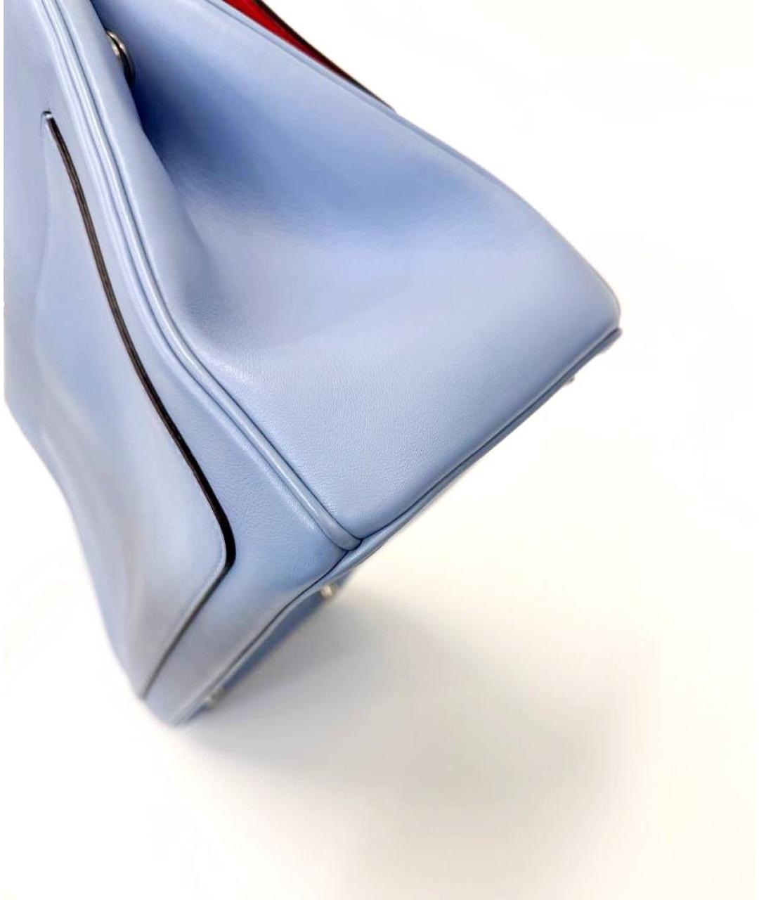 CHRISTIAN DIOR Голубая кожаная сумка с короткими ручками, фото 6