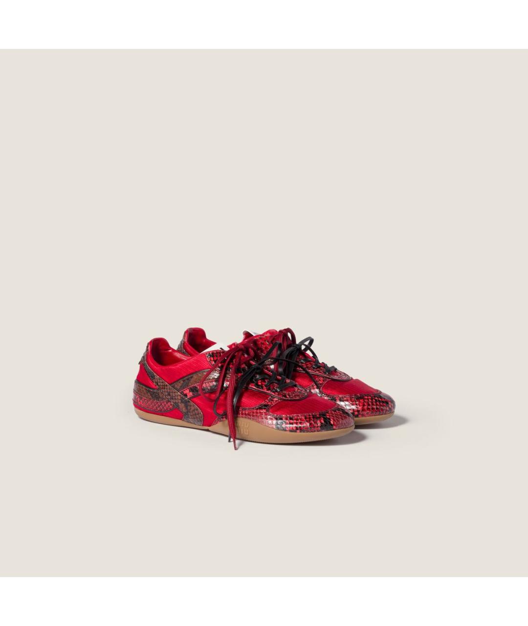 MIU MIU Красные кожаные кеды, фото 3
