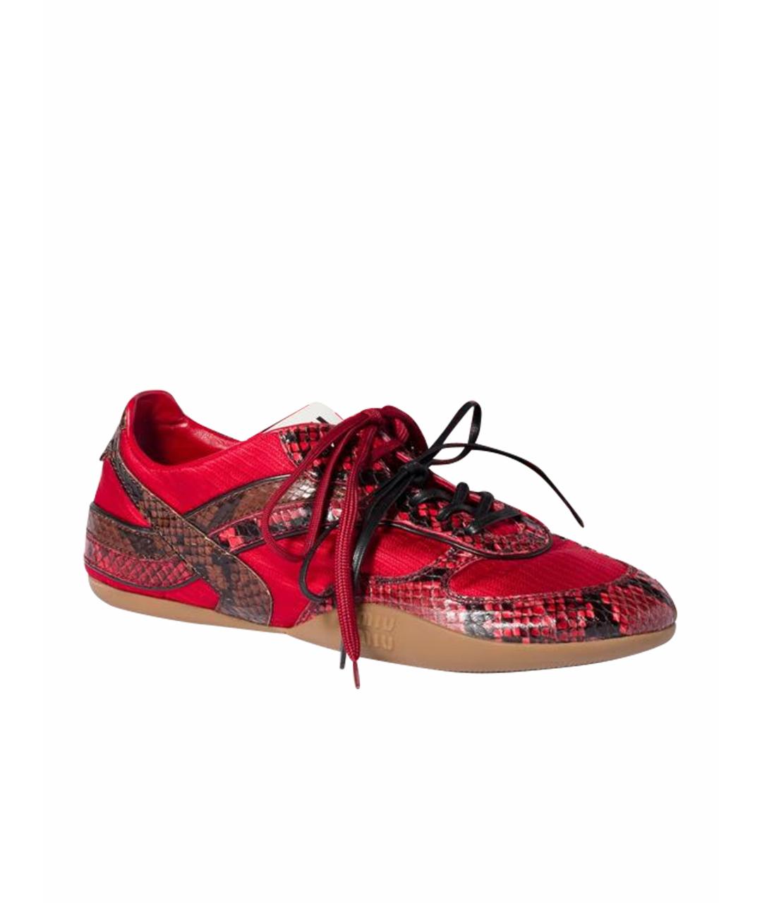 MIU MIU Красные кожаные кеды, фото 1