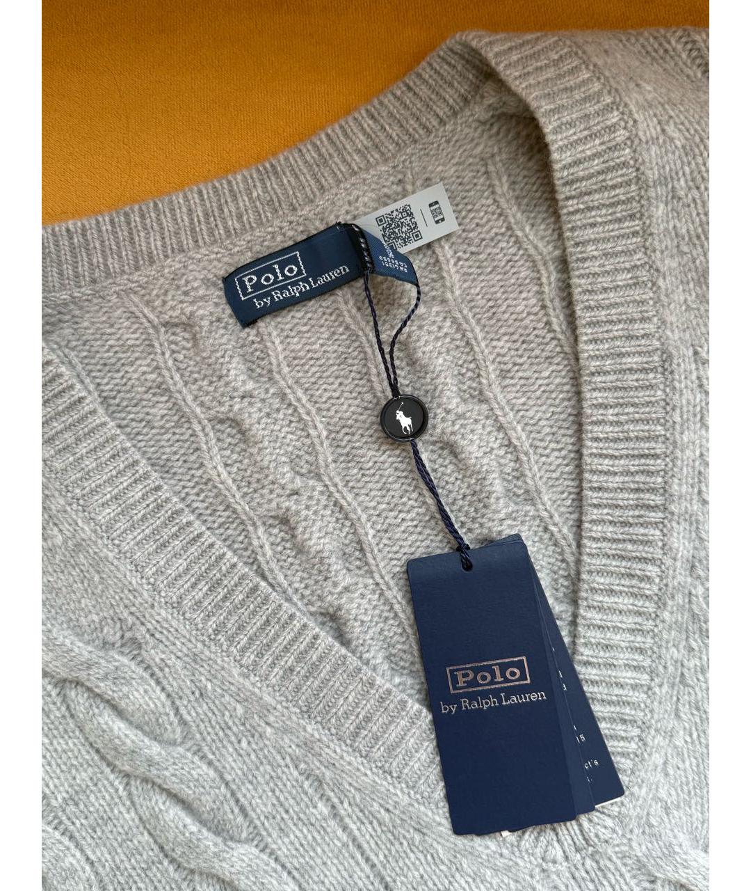 POLO RALPH LAUREN Серая шерстяная жилетка, фото 3