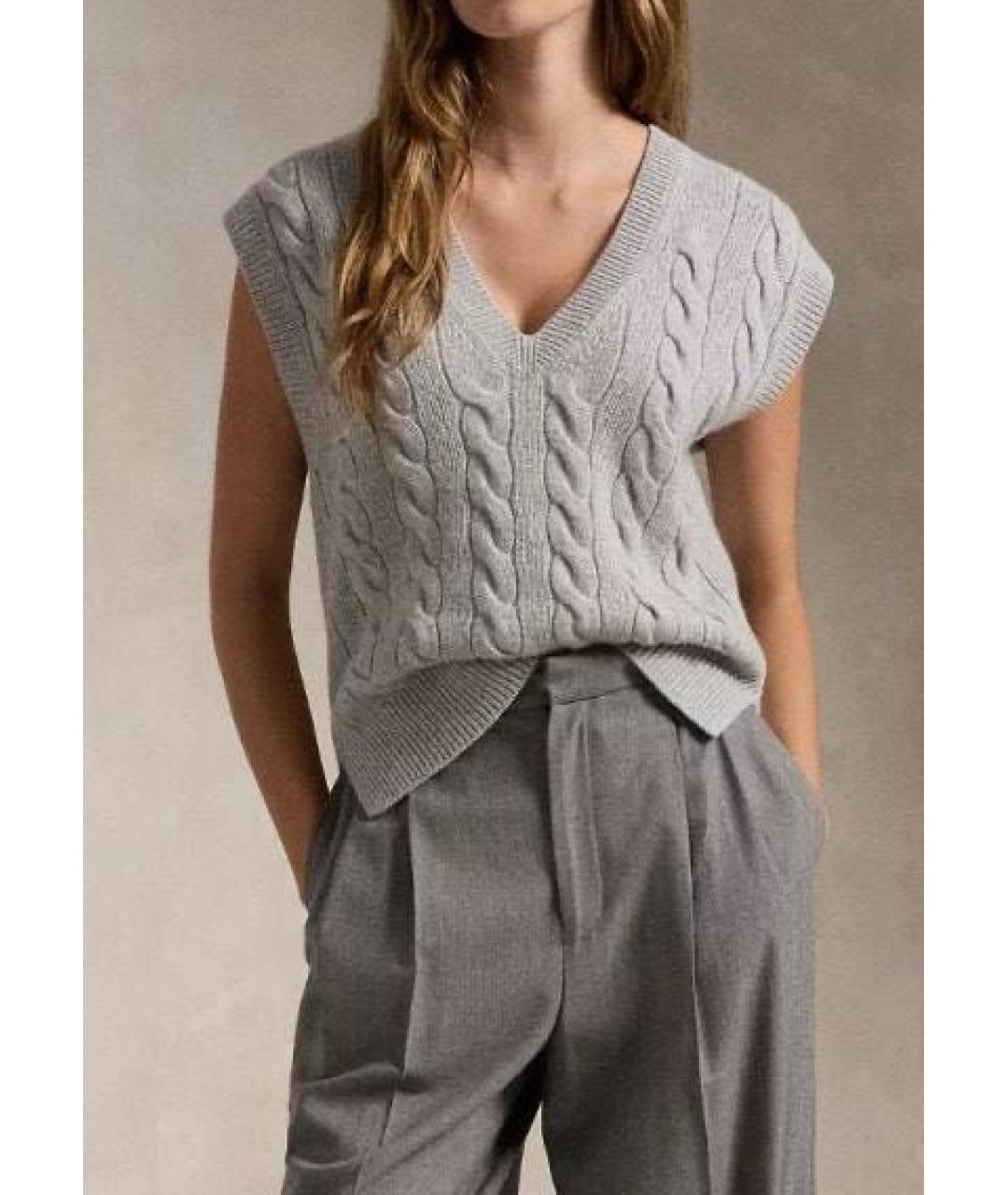 POLO RALPH LAUREN Серая шерстяная жилетка, фото 5