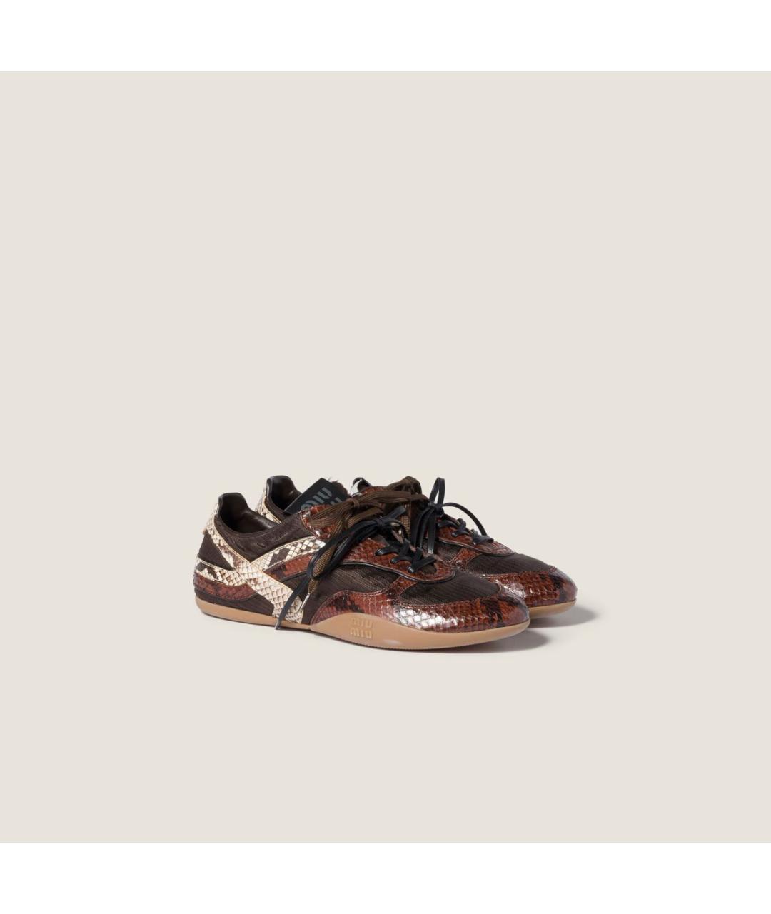 MIU MIU Коричневые кожаные кеды, фото 4
