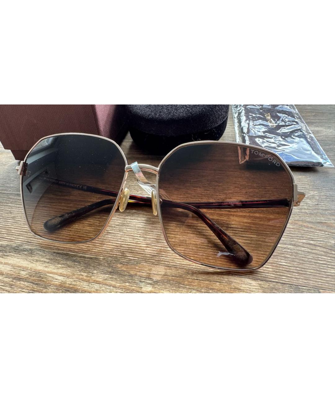 TOM FORD Золотые металлические солнцезащитные очки, фото 5