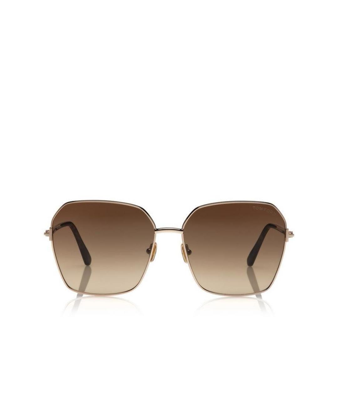 TOM FORD Золотые металлические солнцезащитные очки, фото 1