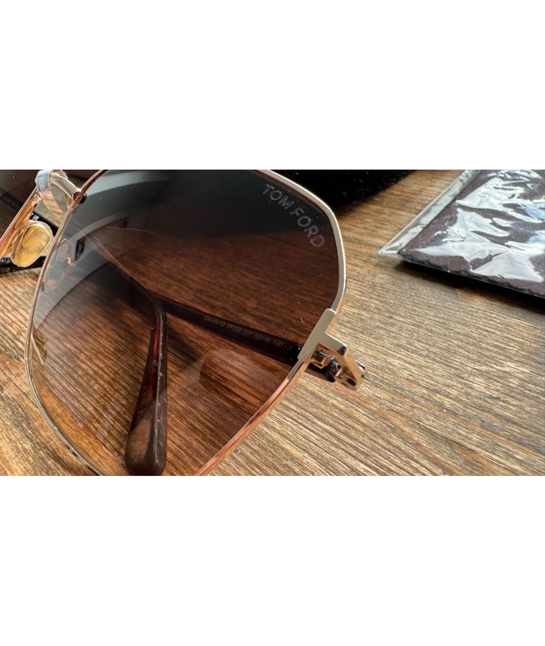 TOM FORD Золотые металлические солнцезащитные очки, фото 3