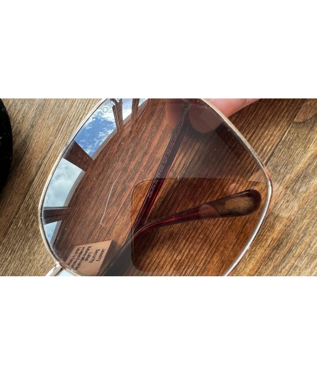 TOM FORD Золотые металлические солнцезащитные очки, фото 6