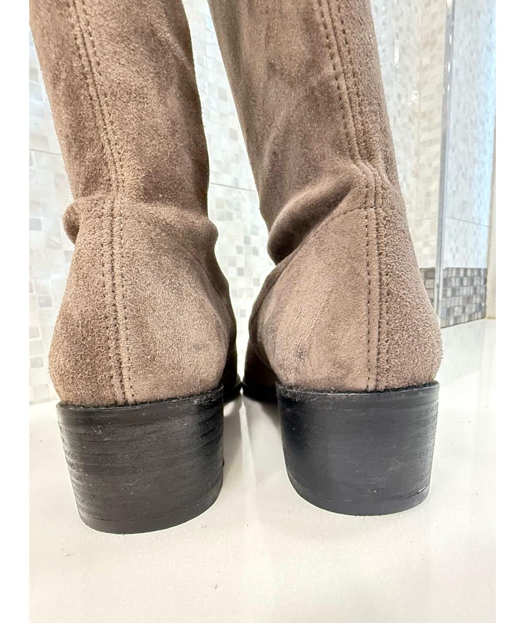 STUART WEITZMAN Бежевые замшевые ботфорты, фото 4