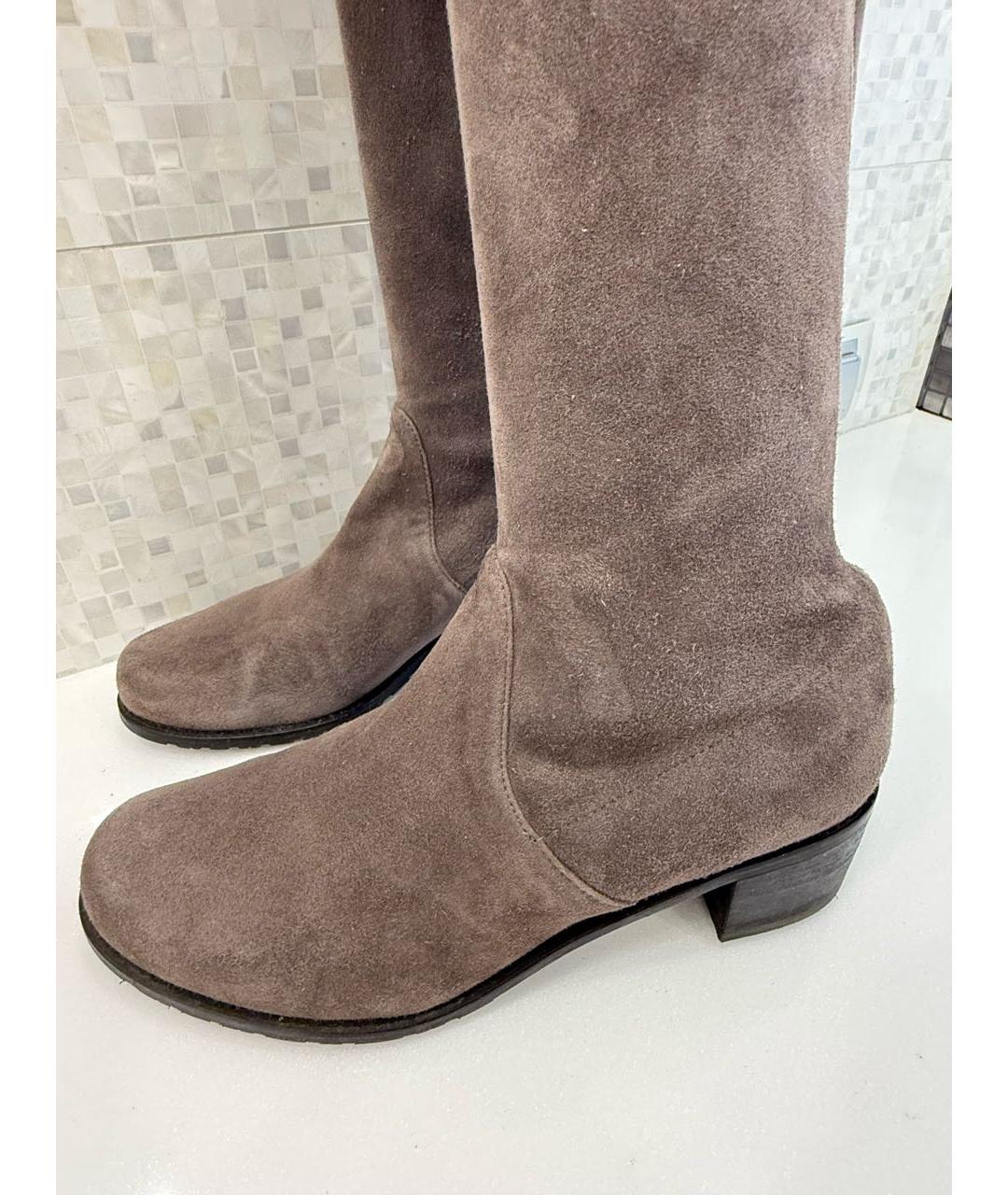STUART WEITZMAN Бежевые замшевые ботфорты, фото 3