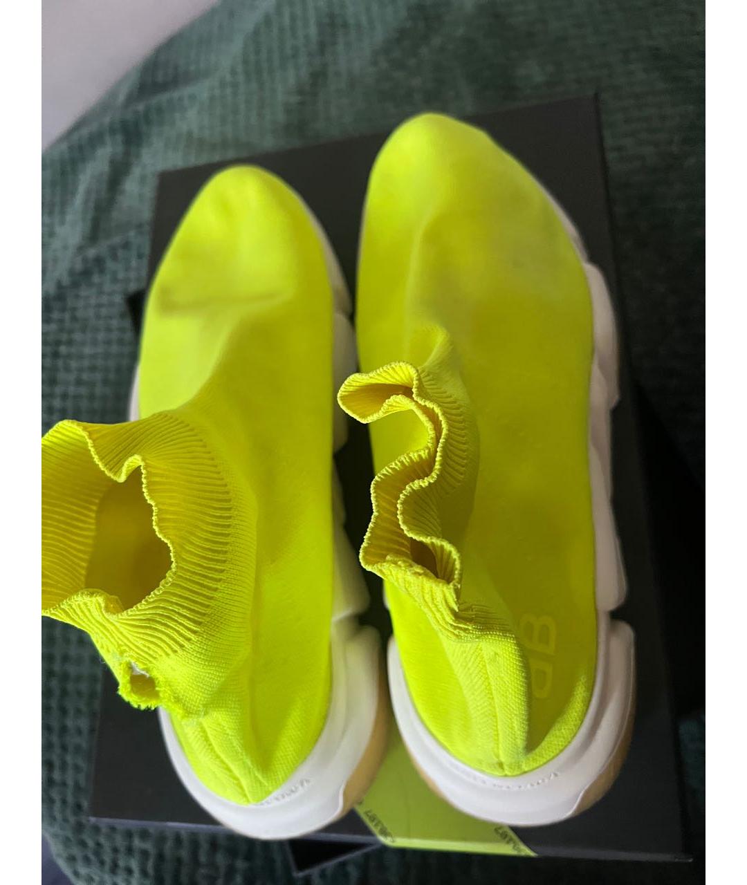 BALENCIAGA Желтые текстильные высокие кроссовки / кеды, фото 3