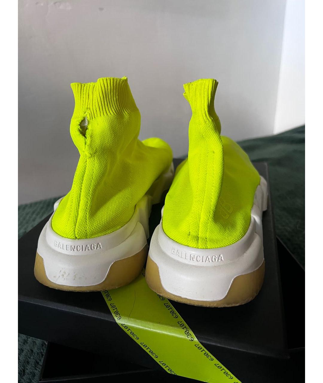 BALENCIAGA Желтые текстильные высокие кроссовки / кеды, фото 4