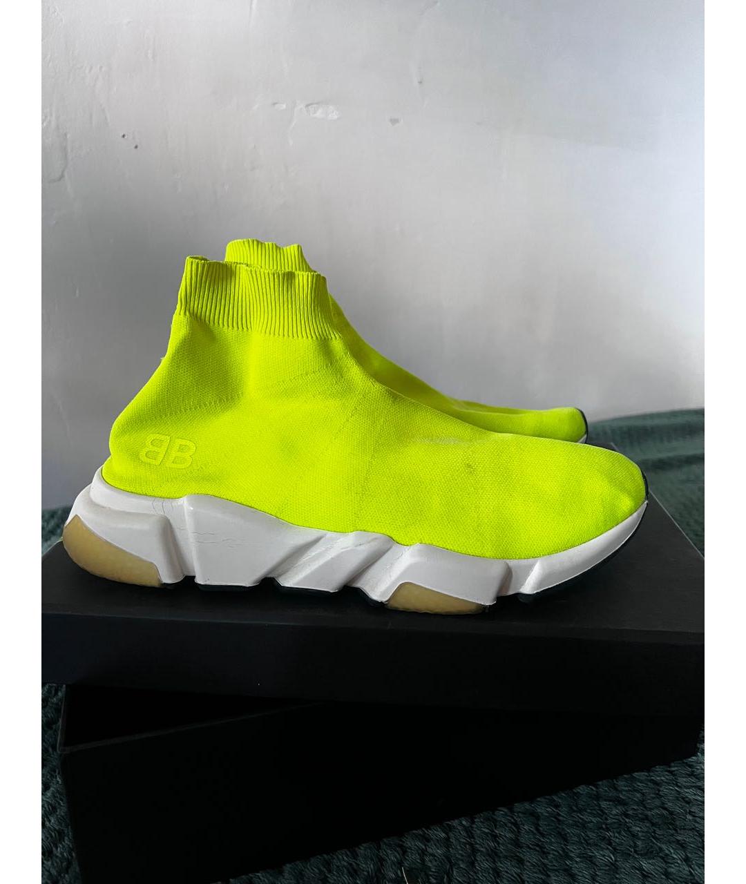 BALENCIAGA Желтые текстильные высокие кроссовки / кеды, фото 5