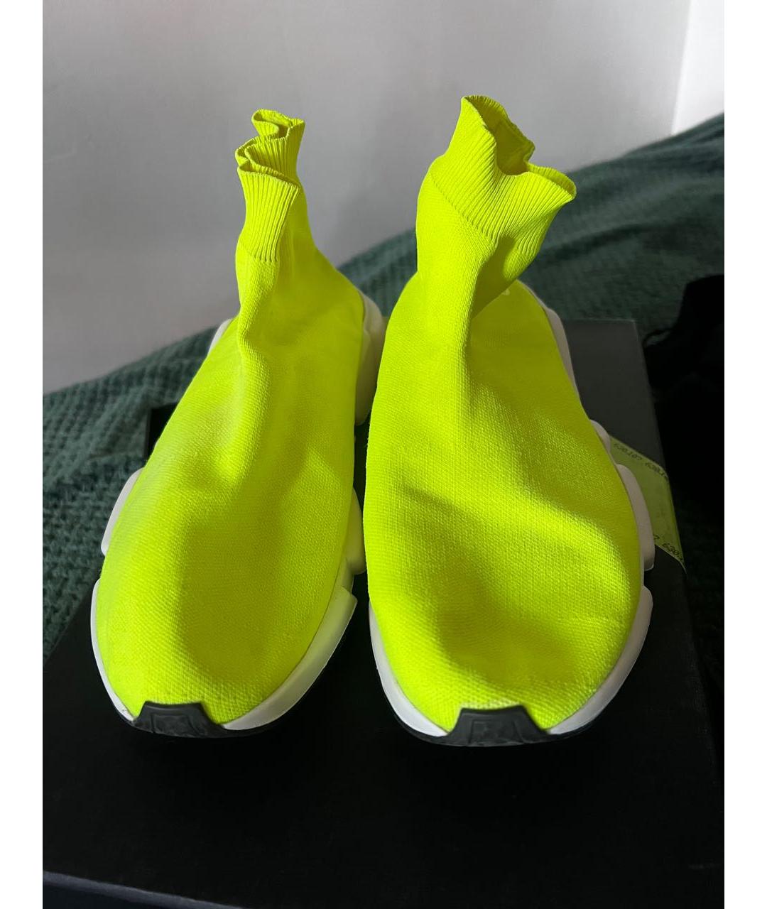 BALENCIAGA Желтые текстильные высокие кроссовки / кеды, фото 2