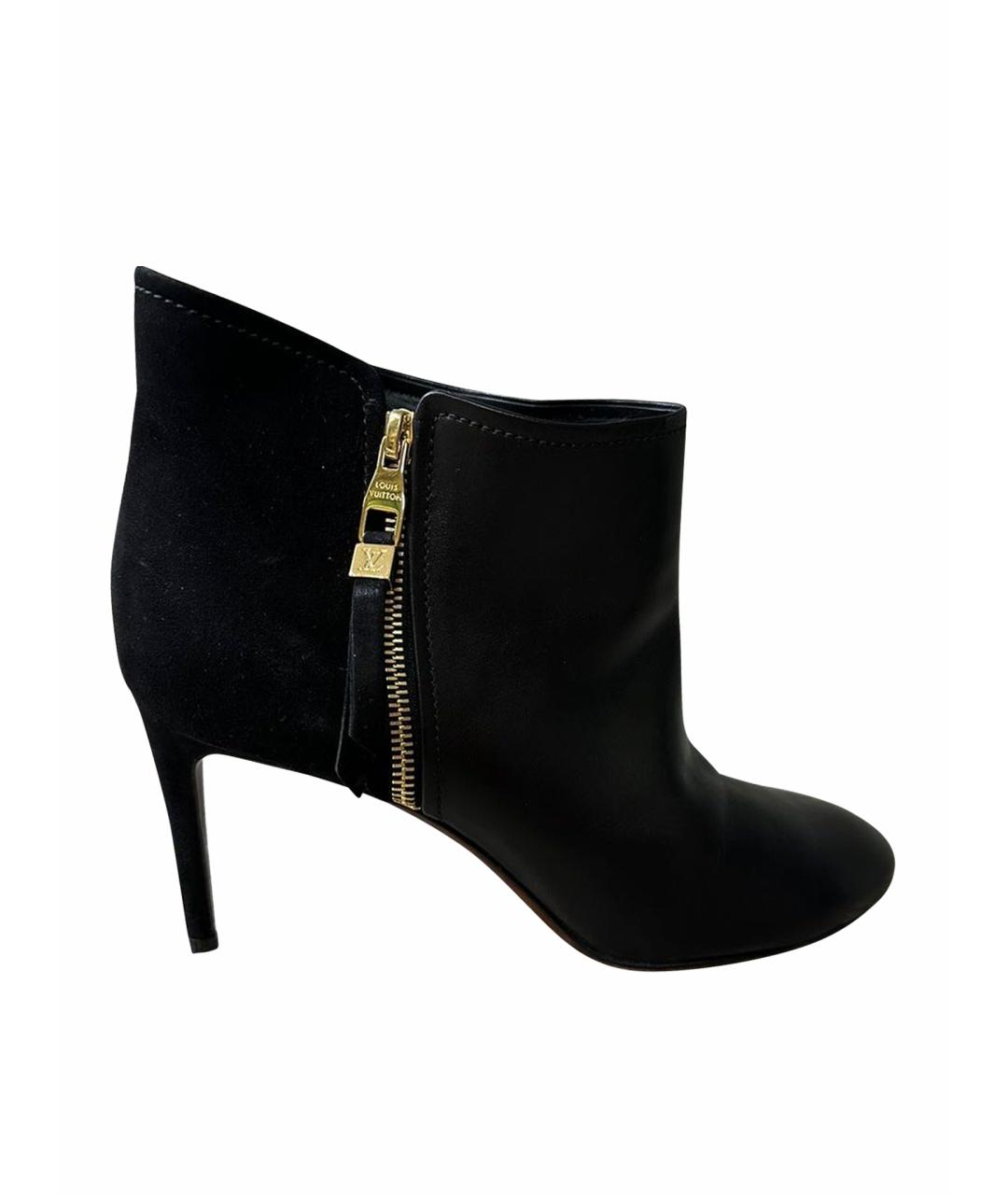 LOUIS VUITTON Черные кожаные ботильоны, фото 1