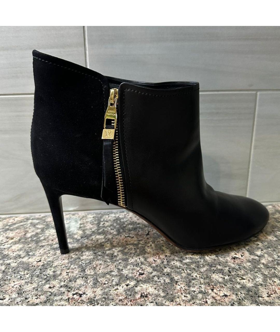 LOUIS VUITTON Черные кожаные ботильоны, фото 5