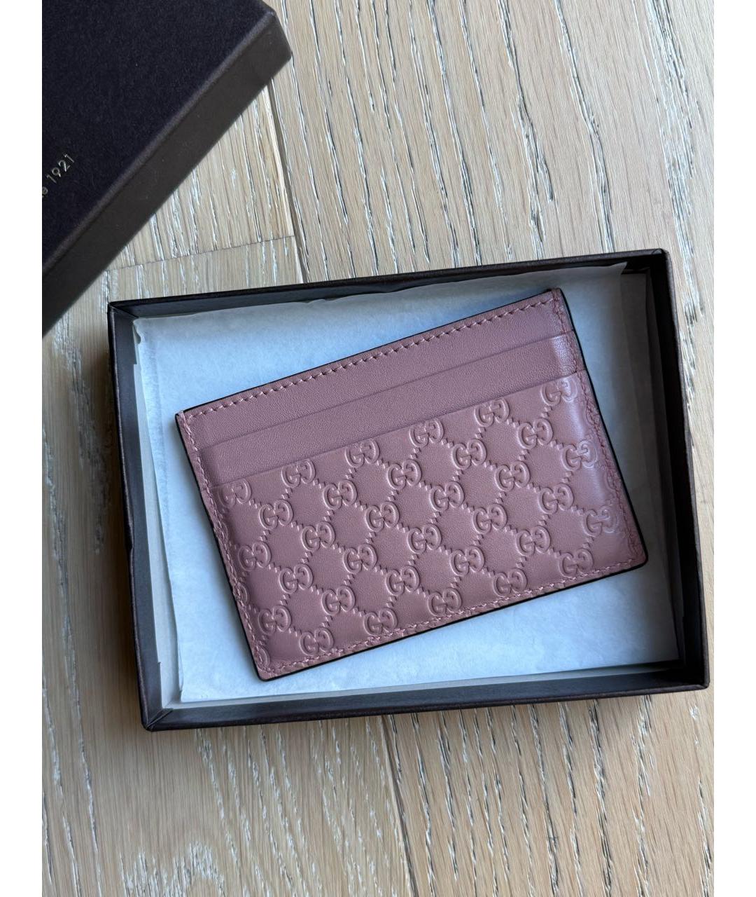 GUCCI Розовый кожаный кардхолдер, фото 3