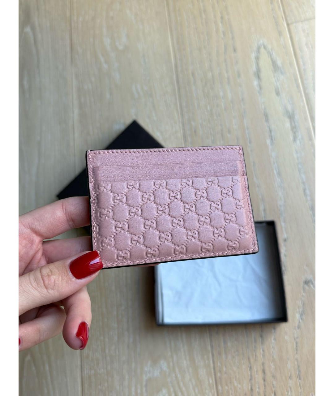 GUCCI Розовый кожаный кардхолдер, фото 5