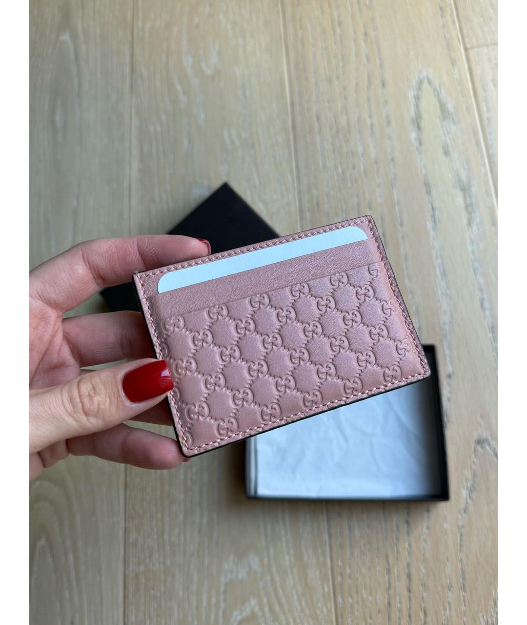 GUCCI Розовый кожаный кардхолдер, фото 2