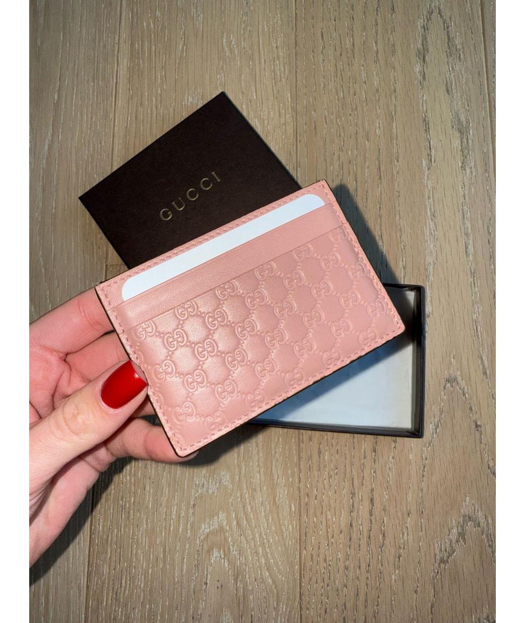 GUCCI Розовый кожаный кардхолдер, фото 4