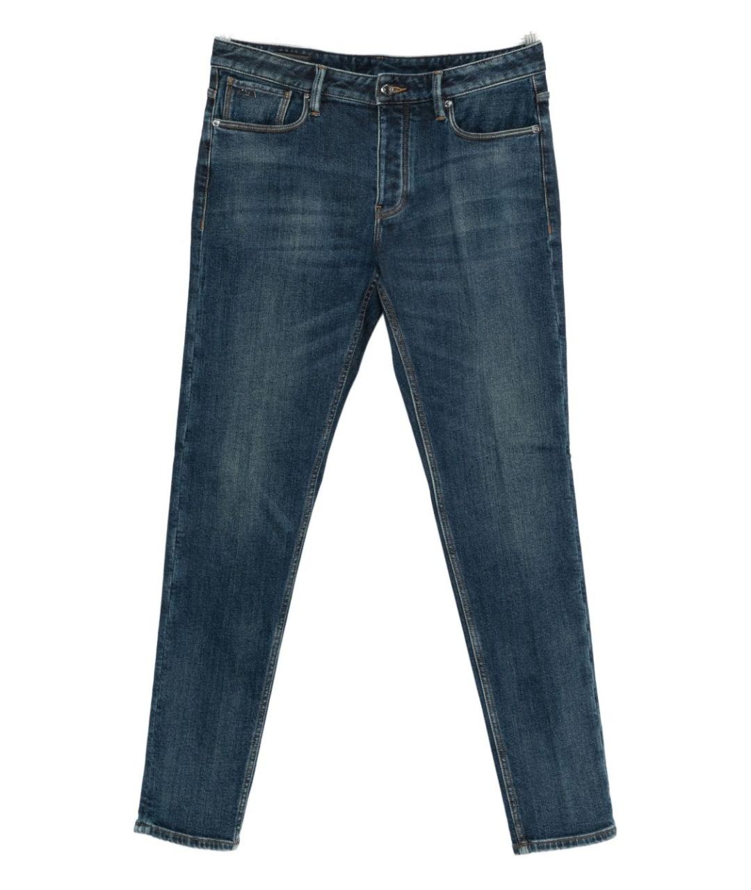 EMPORIO ARMANI Синие хлопковые прямые джинсы, фото 1
