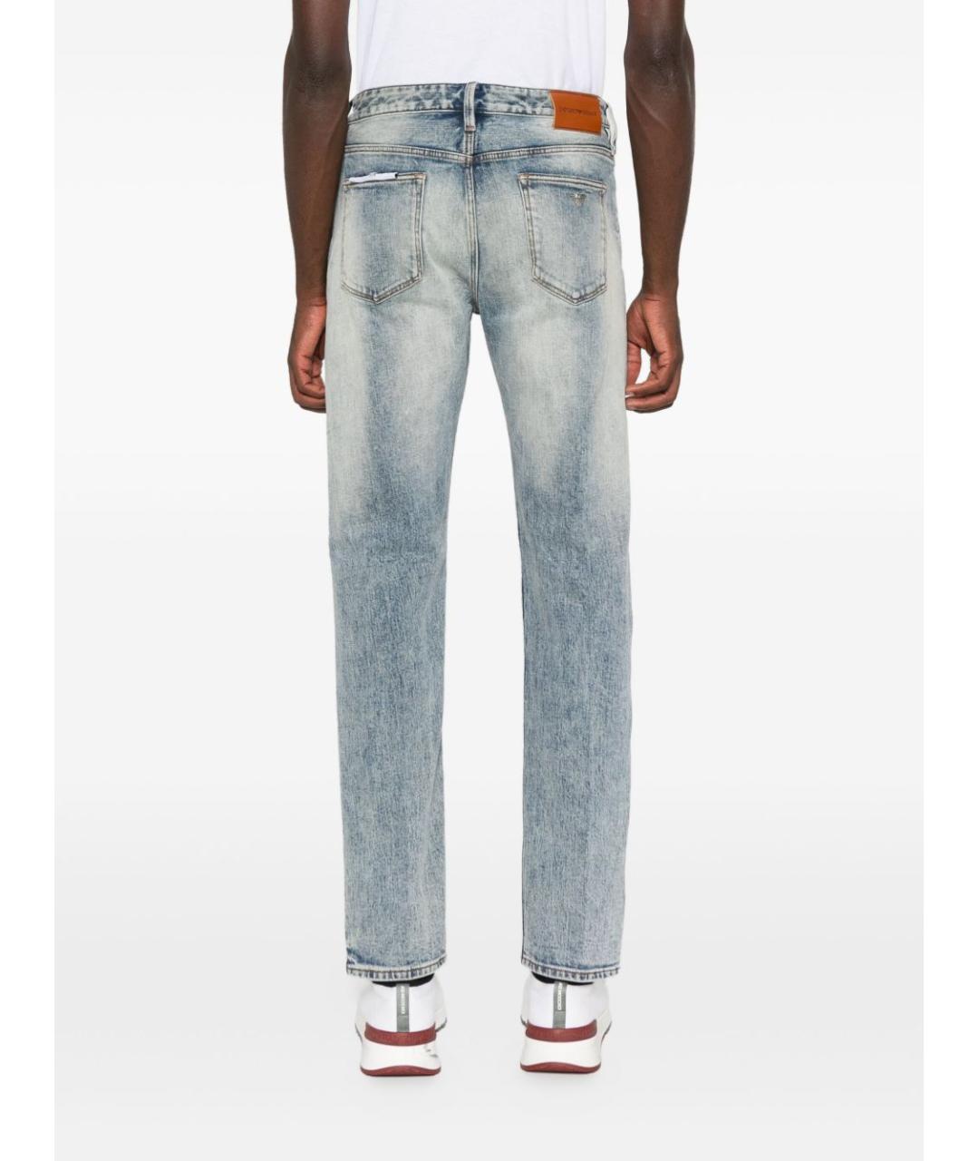EMPORIO ARMANI Синие хлопковые прямые джинсы, фото 3