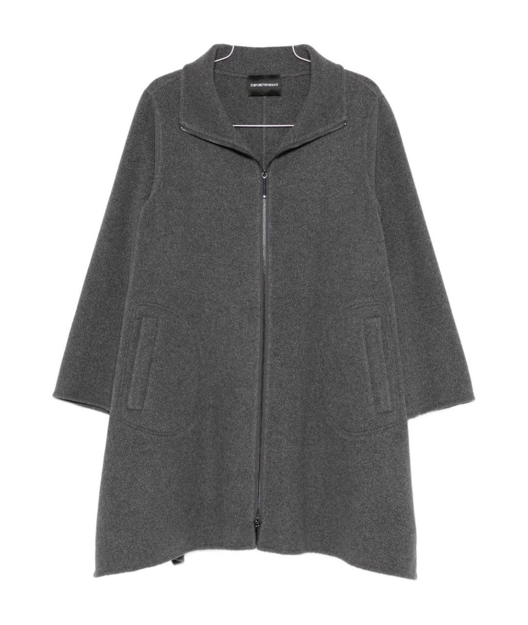 EMPORIO ARMANI Серое шерстяное пальто, фото 4