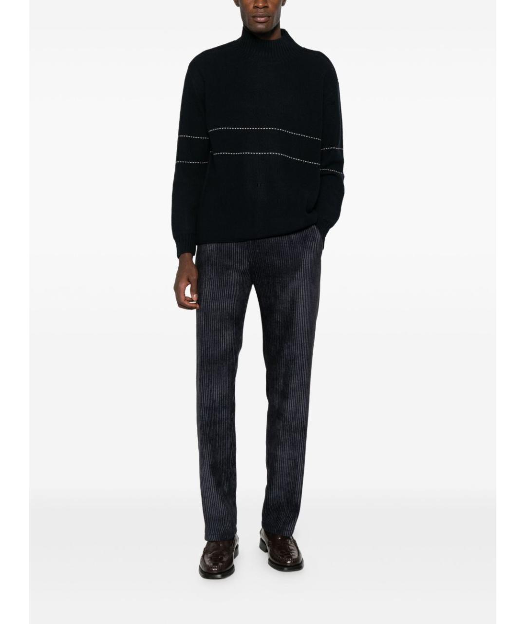 EMPORIO ARMANI Синие полиэстеровые повседневные брюки, фото 4
