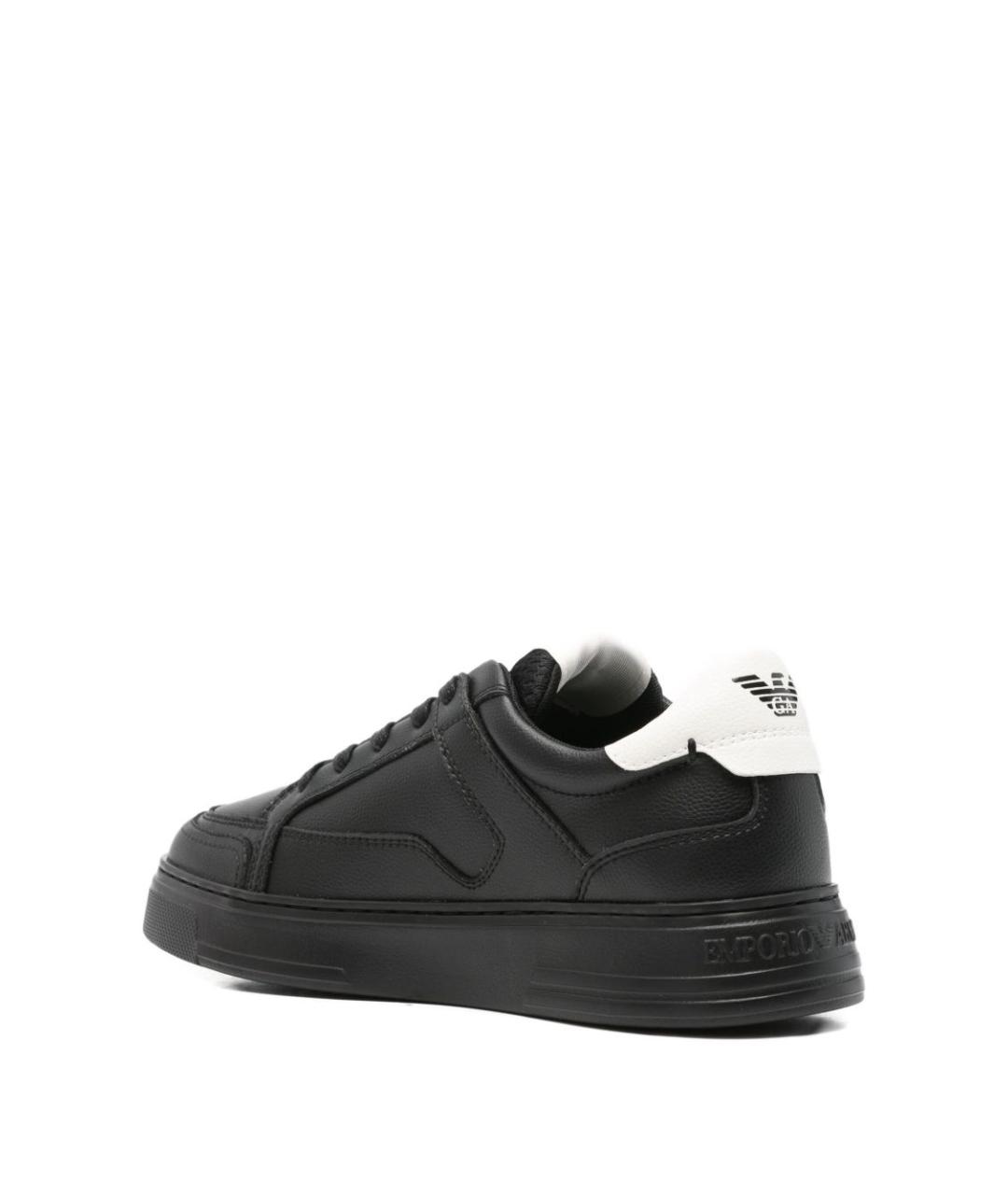 EMPORIO ARMANI Черные кожаные низкие кроссовки / кеды, фото 2