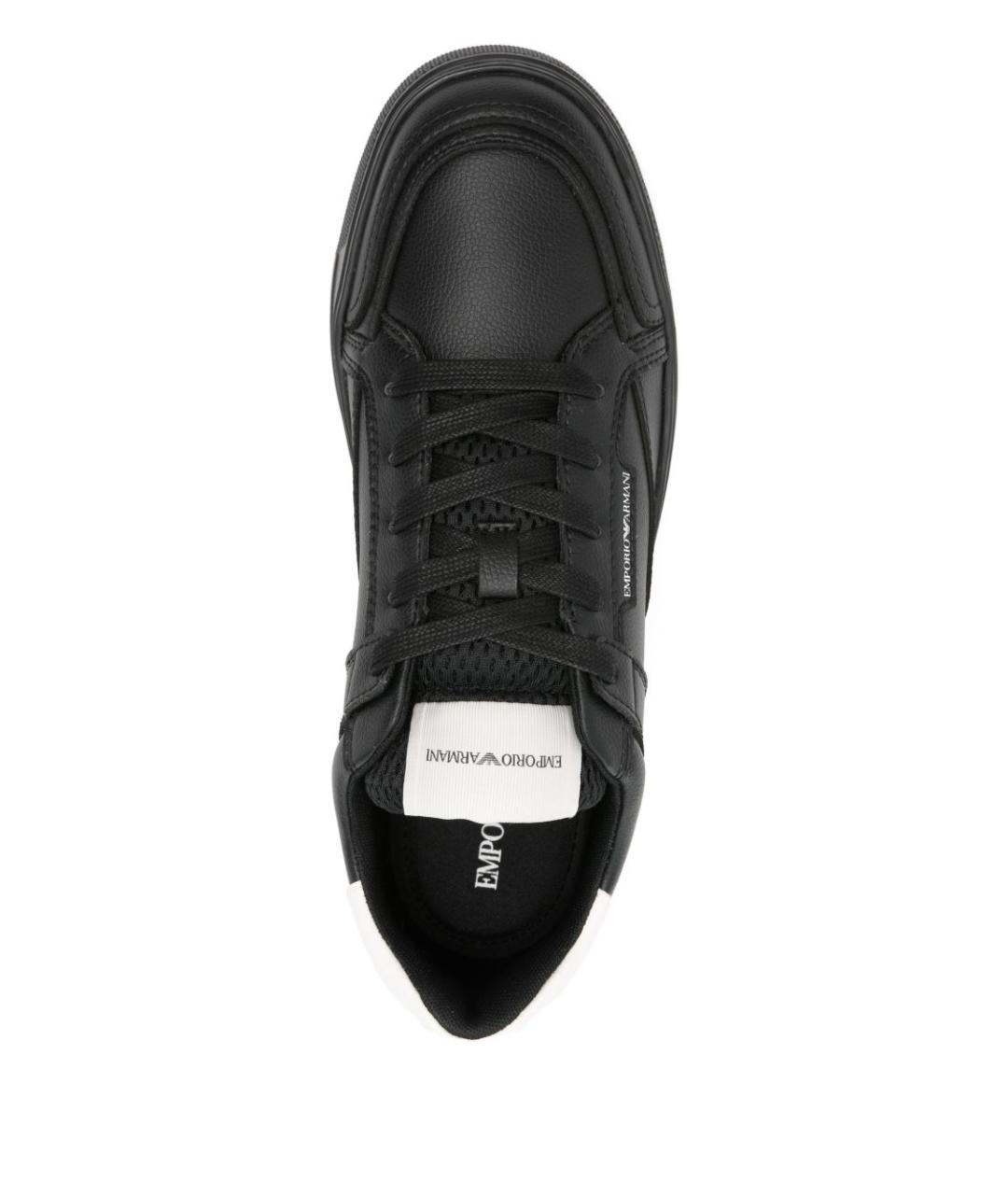 EMPORIO ARMANI Черные кожаные низкие кроссовки / кеды, фото 4