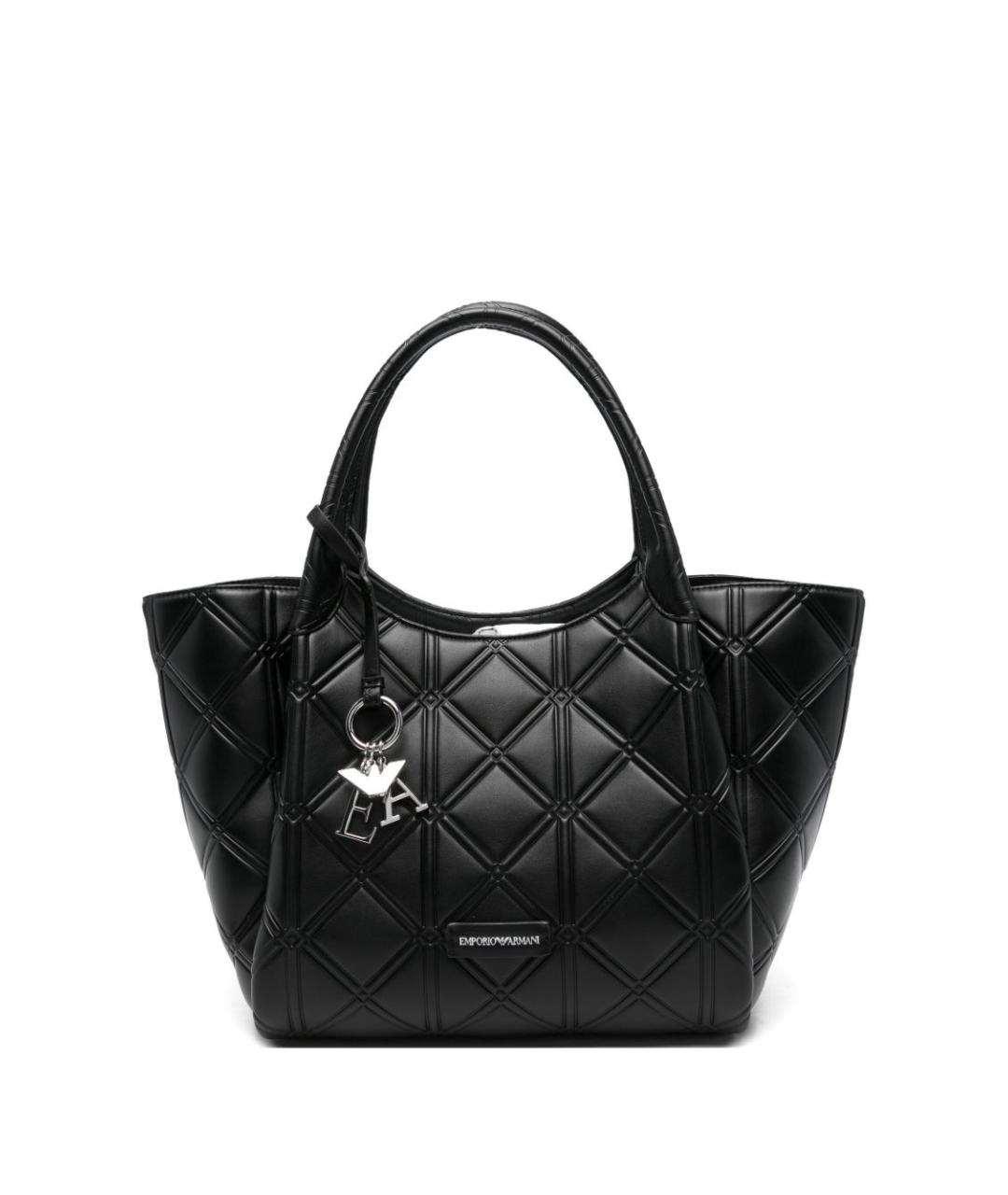 EMPORIO ARMANI Черная кожаная сумка тоут, фото 1