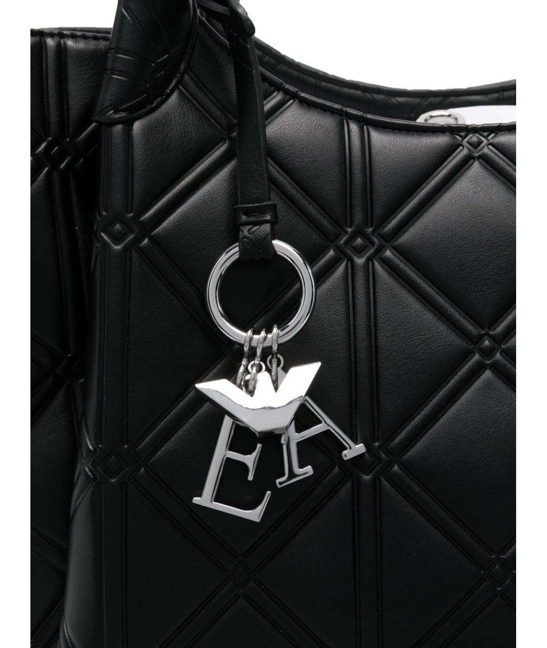 EMPORIO ARMANI Черная кожаная сумка тоут, фото 5