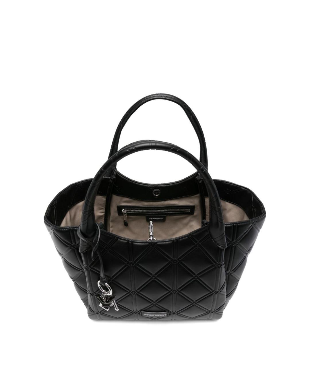 EMPORIO ARMANI Черная кожаная сумка тоут, фото 2