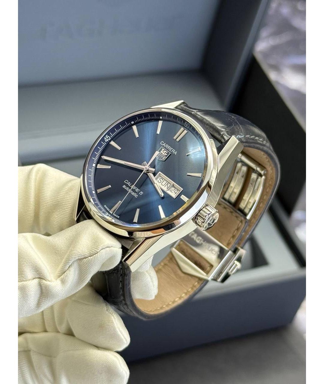 TAG HEUER Темно-синие металлические часы, фото 2