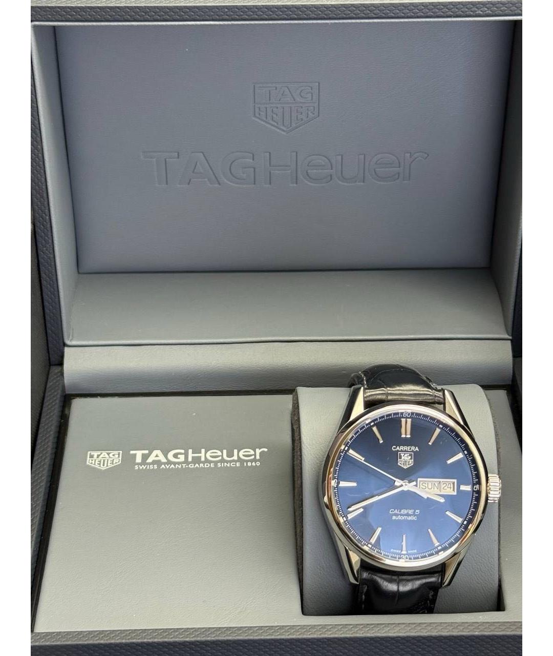 TAG HEUER Темно-синие металлические часы, фото 4
