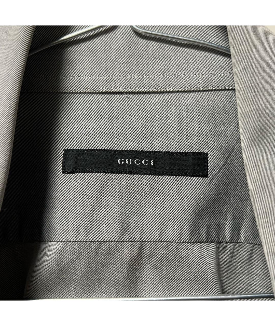 GUCCI Серая хлопковая классическая рубашка, фото 2