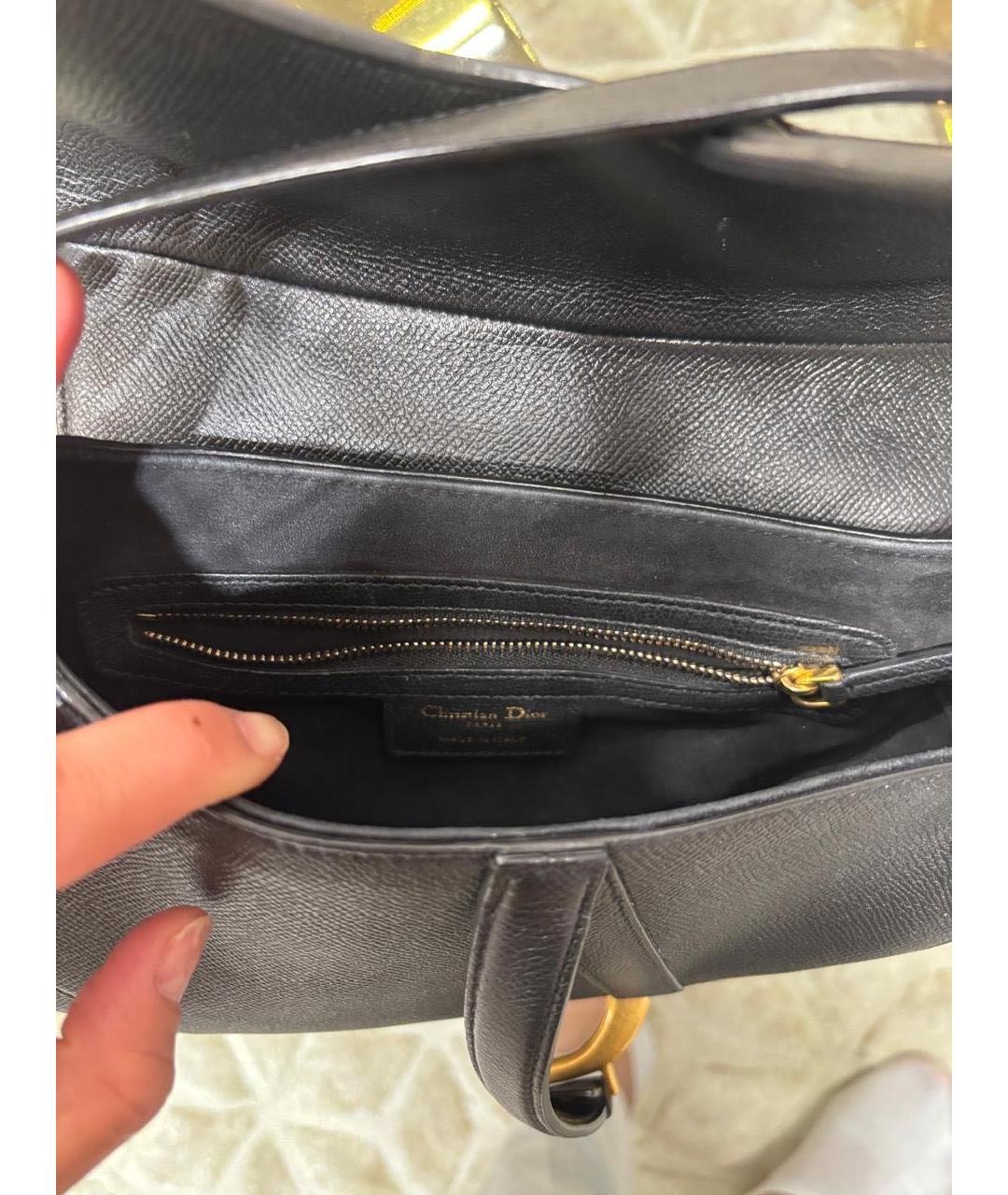 CHRISTIAN DIOR Черная кожаная сумка с короткими ручками, фото 3