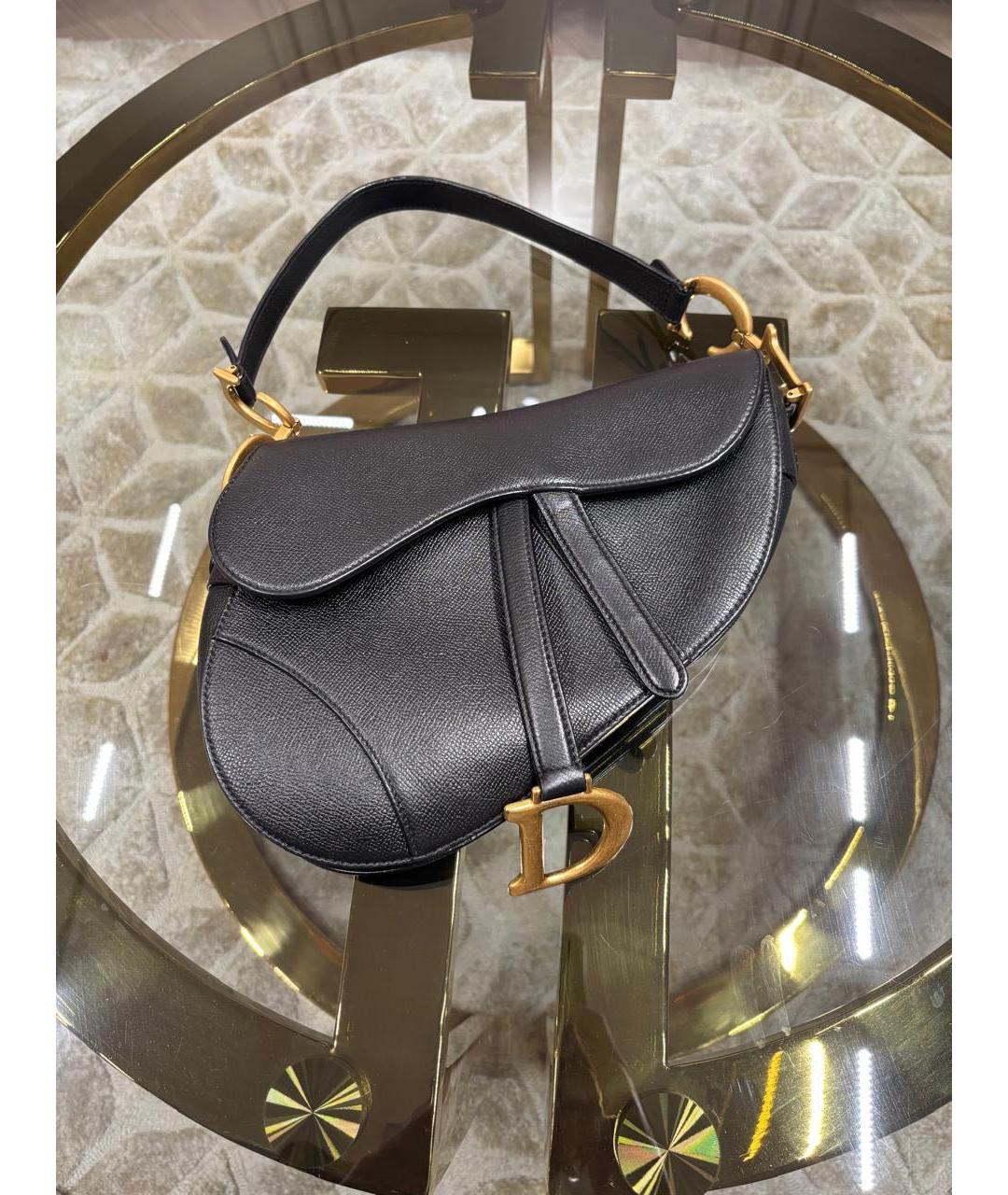 CHRISTIAN DIOR Черная кожаная сумка с короткими ручками, фото 8