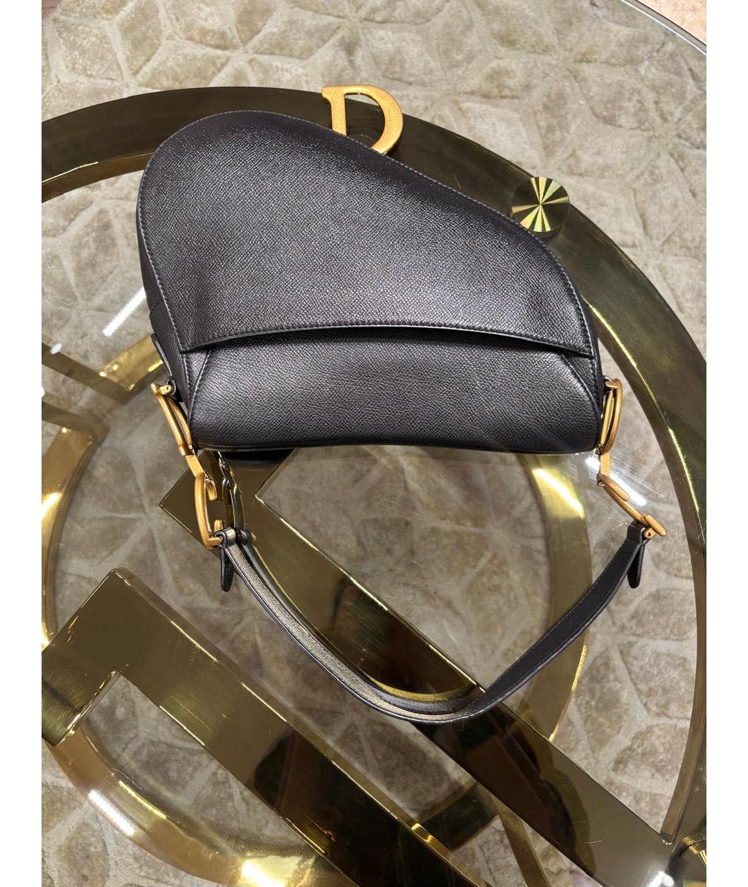 CHRISTIAN DIOR Черная кожаная сумка с короткими ручками, фото 4