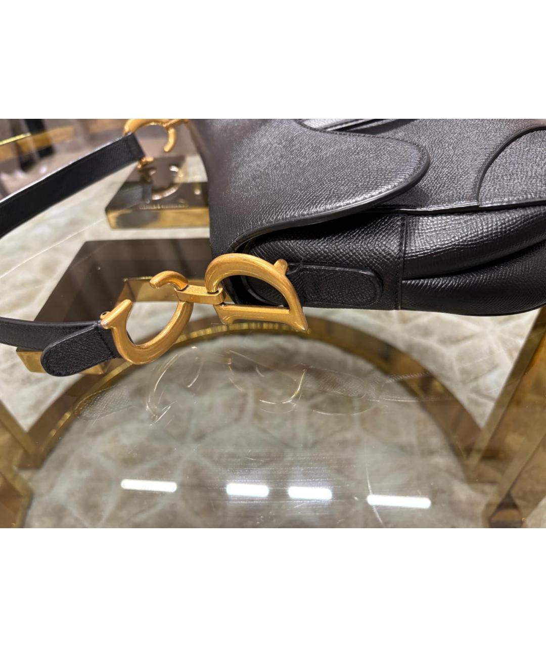CHRISTIAN DIOR Черная кожаная сумка с короткими ручками, фото 6